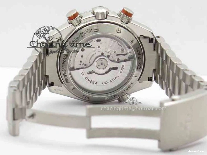 0320 Sophisticated Planet Ocean Master Chronometer Chrono SS OM 1:1 Best Edition Orange On SS Bracelet A 8156